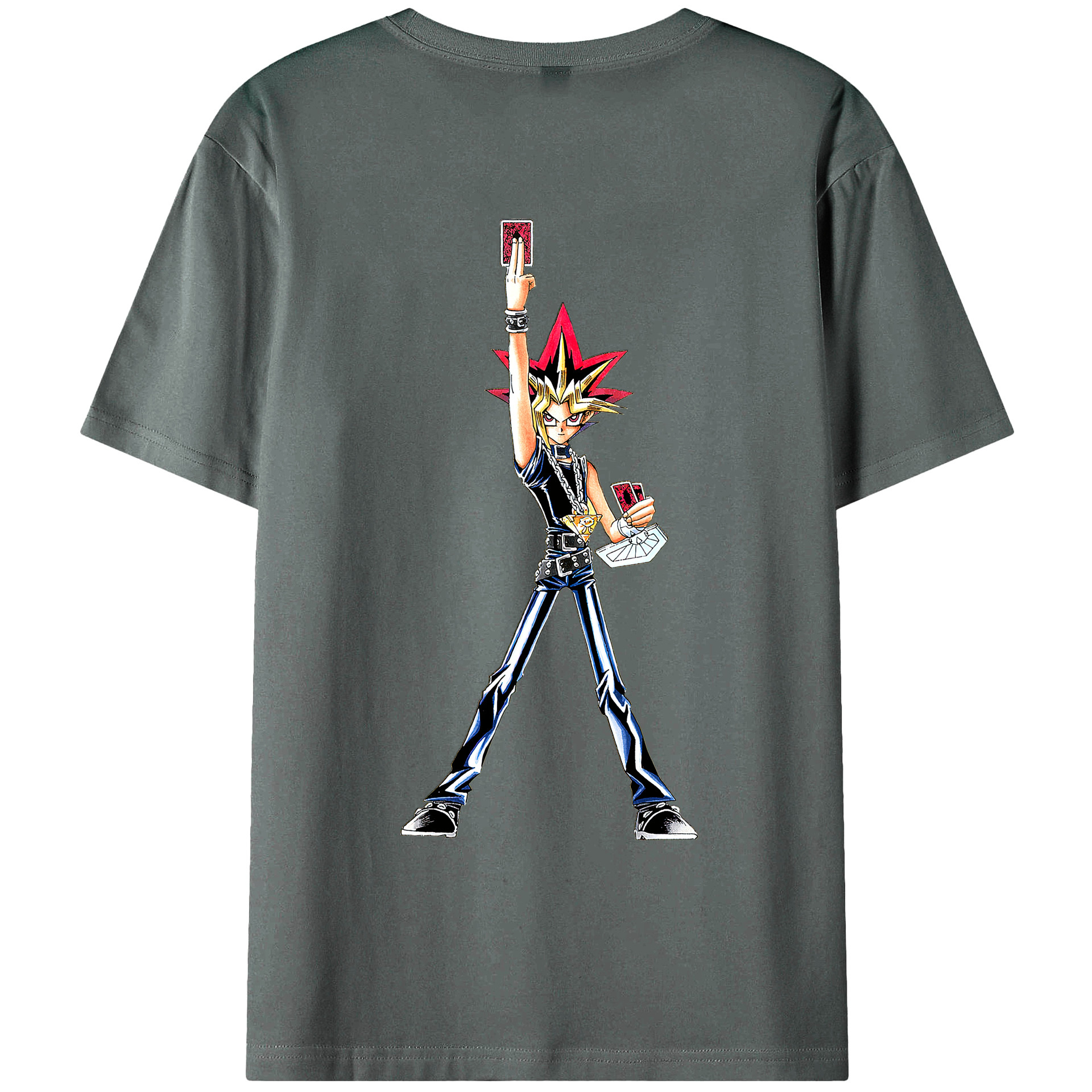 （画像用） 遊☆戯☆王 Yu-Gi-Oh! 綿100％ メンズ半袖Tシャツ（バックプリント） 通気性